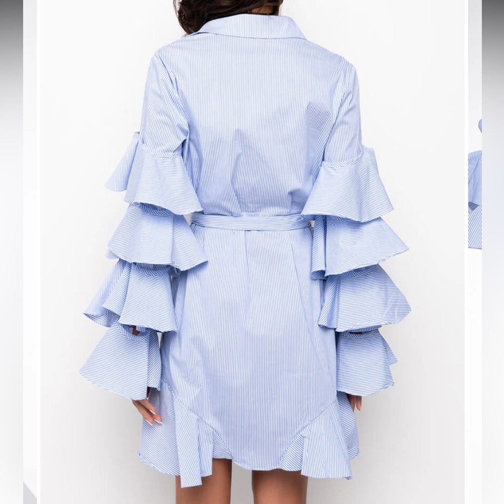 New Akira CUT OUT STRIPE POPLIN SHIRT DRESS - Picture 9 of 15
